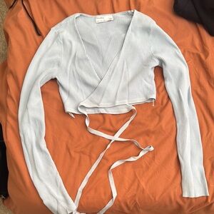 Bershka White Wrap Crop Blouse
